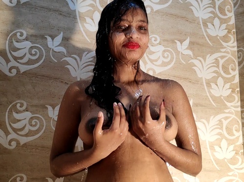 Indian Desi Girl In Saree Taking Shower In Bathroom
